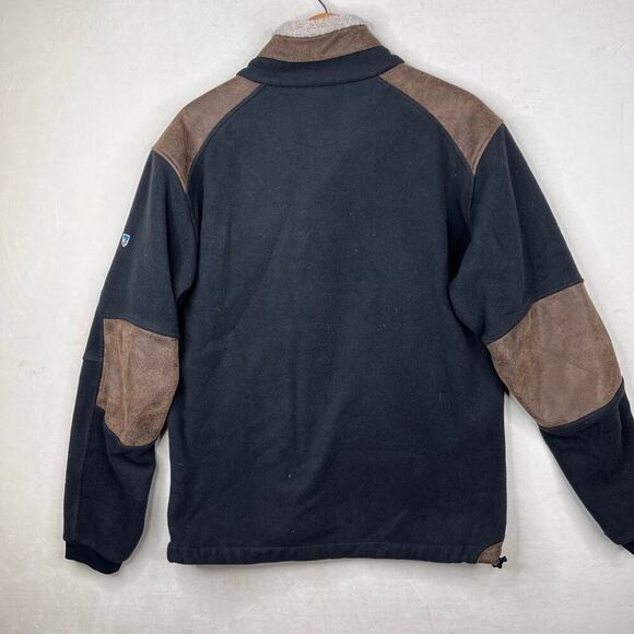 kuhl black alpenwurx fleece lined jacket suede elbow patches men's size XL - Picture 5 of 12